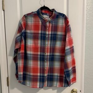 Sonoma Women's Plaid Button Down Shirt - Red, Blue, White